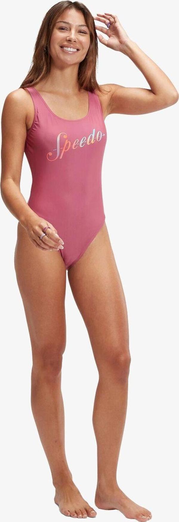 Speedo Logo Deep Ubk 1Pc Pt Kadın Pembe Mayo 8-00307616651 - Image 1