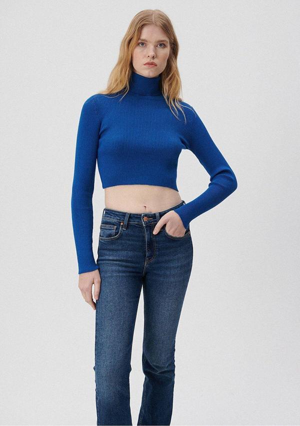 Mavi Boğazlı Lacivert Kazak Fitted / Vücuda Oturan Kesim 1710143-70901 - Image 1