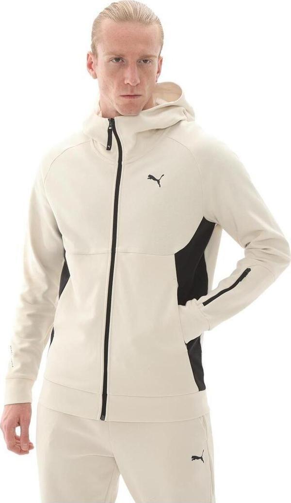 Puma Tech Full-Zip Hoodie Bej Erkek Sweatshirt - Image 1