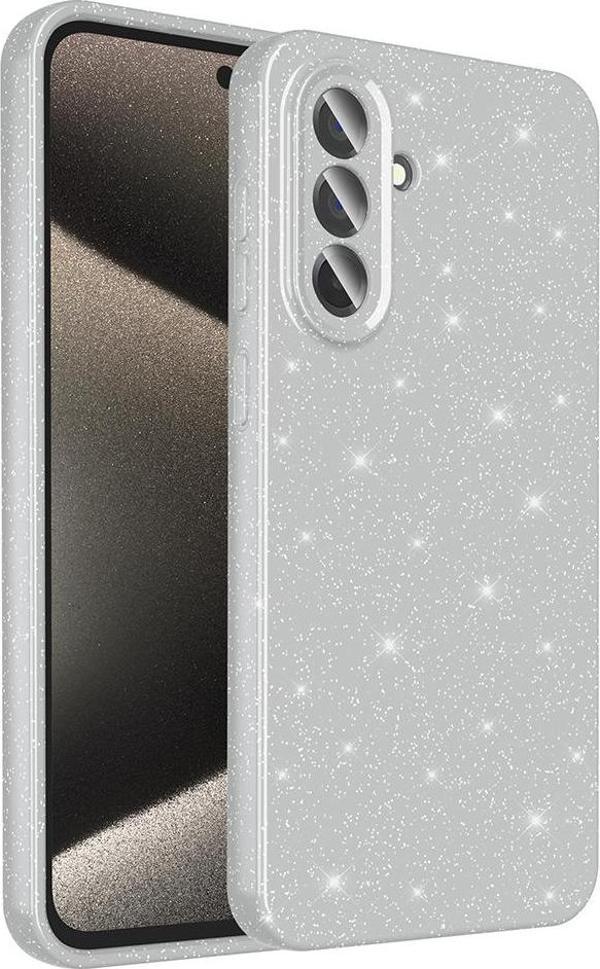 Samsung Galaxy A56 Uyumlu Kamera Korumalı Simli Parlak Yumuşak Silikon Kılıf - Image 1