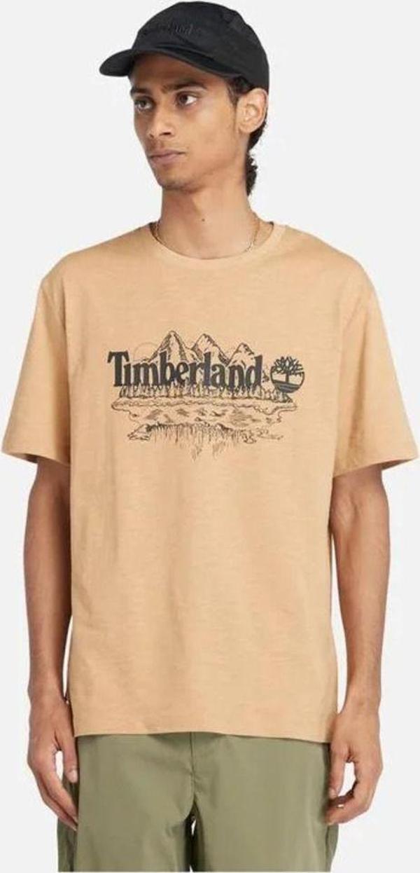Timberland Kahve Erkek Bisiklet Yaka Normal Kalıp Baskılı T-Shirt Tb0A5Ufueh31_Short Sleeve Slub Tee - Image 1