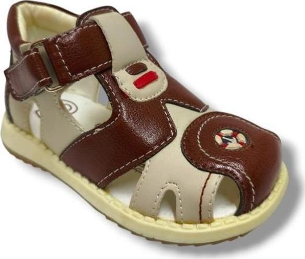 Beebron 3007-20 Önü Kapali Çapa Cırtli Erkek Çocuk Sandalet Kahverngi Bej 21-25 - Image 1