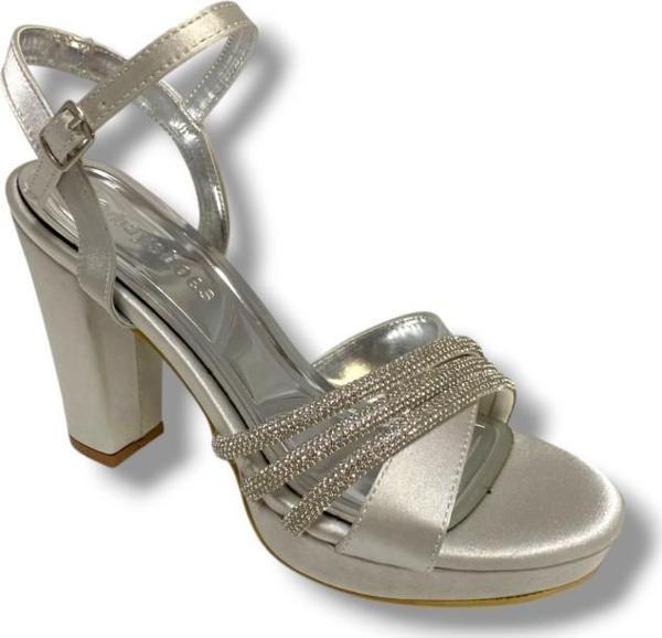 Erbay 383-25 Saten Taşlı Yüksek Topuk Kadın Sandalet - Image 1