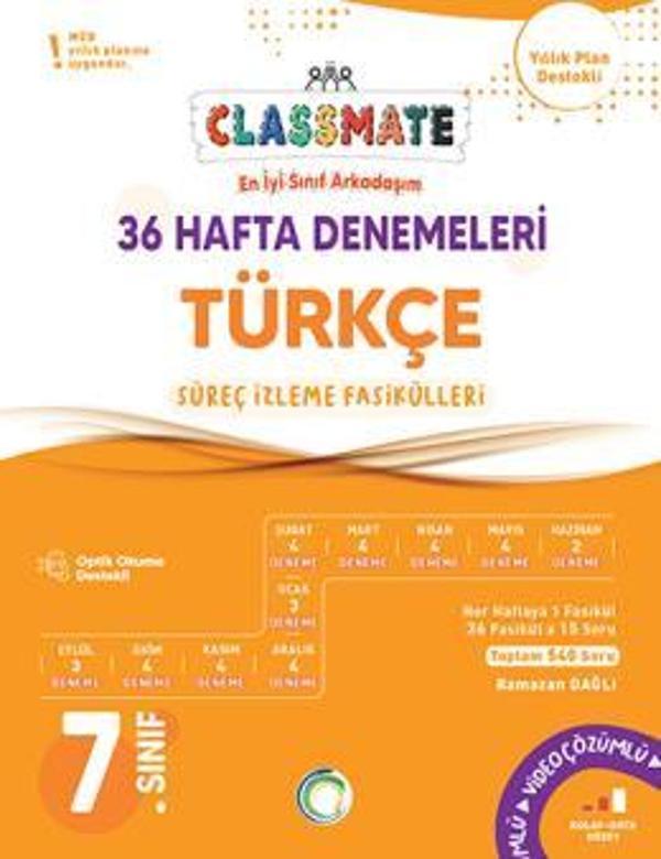 Okyanus Yayınları 7. Sınıf Classmate Türkçe 36 Hafta Denemeleri - Okyanus Eğitim - Image 1