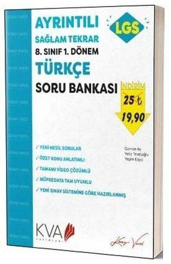 8. Sınıf 1. Dönem Türkçe Soru Bankası Ayrıntılı Sağlam Tekrar - KVA Yayınları - Image 1