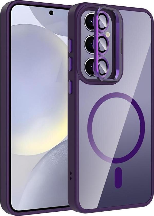 Samsung Galaxy A55 Uyumlu Kamera Standlı Lens Hediyeli Magsafe Wireless Şarj Özellikli Kılıf - Image 1