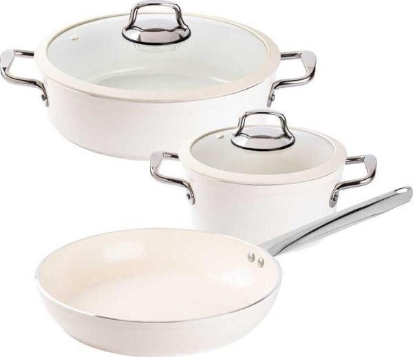 Tantitoni Deluxe Krem Seramik 5 Parça Tencere Seti  - Image 1