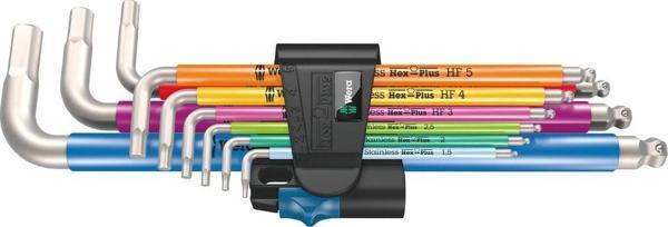 Wera 3950/9 Hex-Plus Renkli HF Paslanmaz 1 Allen Anahtar Set, metrik, Paslanmaz, Tutma Fonksiyonlu - Image 1
