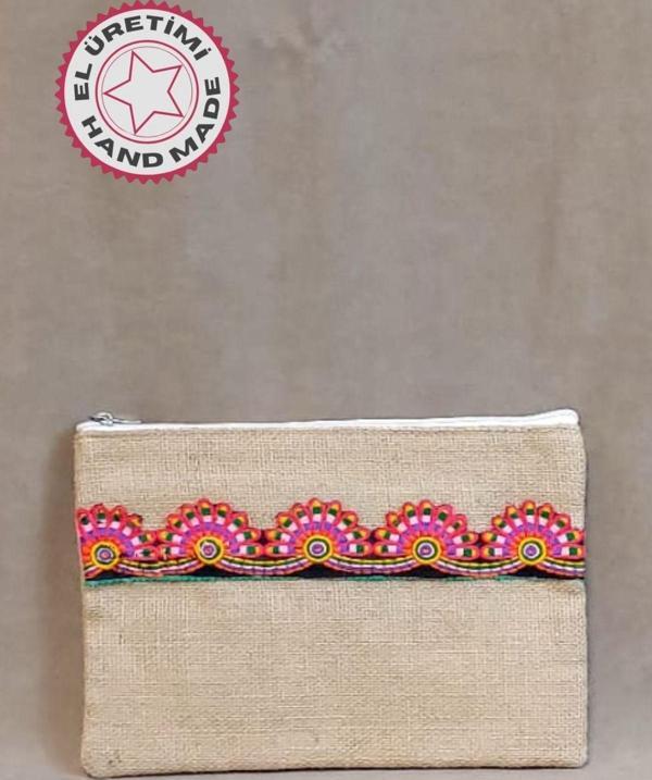 Uretti - Sümeyya 2589 0773 El Yapımı Etnik Hint İşi Şerit Motifli Clutch Çanta - Image 1