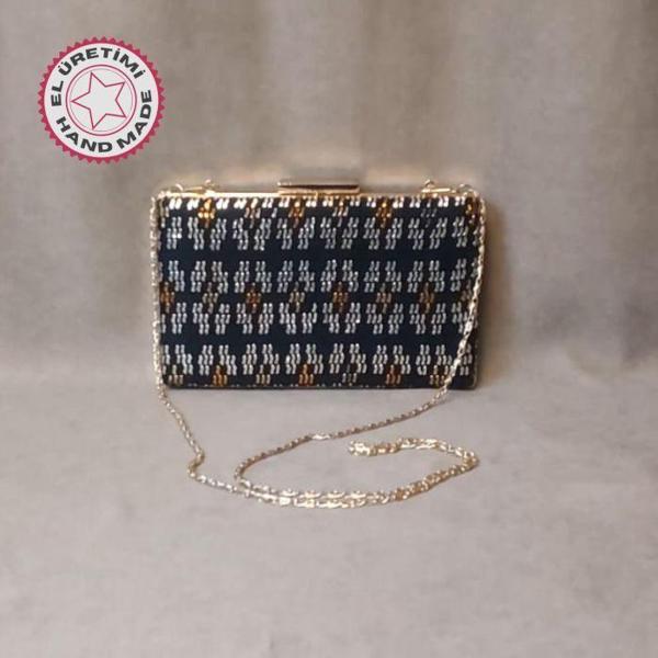 Uretti - Sefa 4419 4489 El Yapımı Gold Tel Kırma Detaylı Abiye Omuz Çantası - Image 1