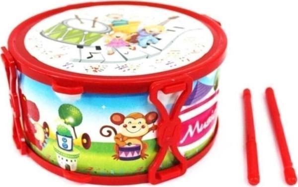 Çocuklar için 2 Tokmaklı Plastik Davul Kırmızı - Image 1
