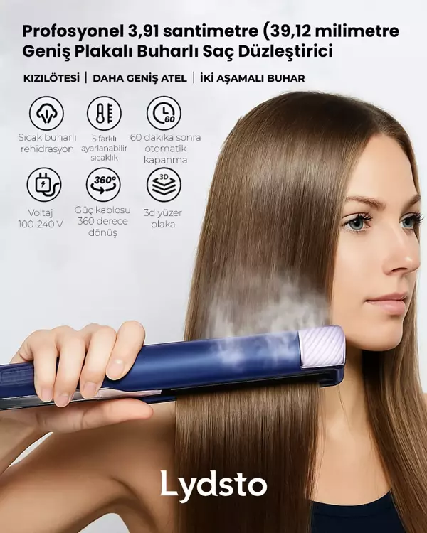 Lydsto Beauty Steam Flow Buharlı Saç Düzleştirici ve Şekillendirici (DarkSlateBlue) - Image 1