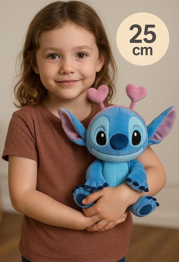 Disney Stitch Yumuşak Kalp Kulaklıklı Lisanslı Peluş 25 cm - Image 1
