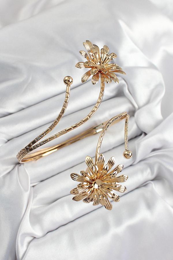 Pirinç Papatya Model Gold Renk Kadın Pazu Bileklik - BB7423-ST - Image 1