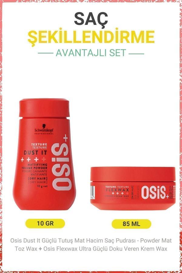 Osis Dust It Güçlü Tutuş Mat Hacim Saç Pudrası 10G + Flexwax Ultra Güçlü Doku Veren Krem Wax 85Ml - Image 1