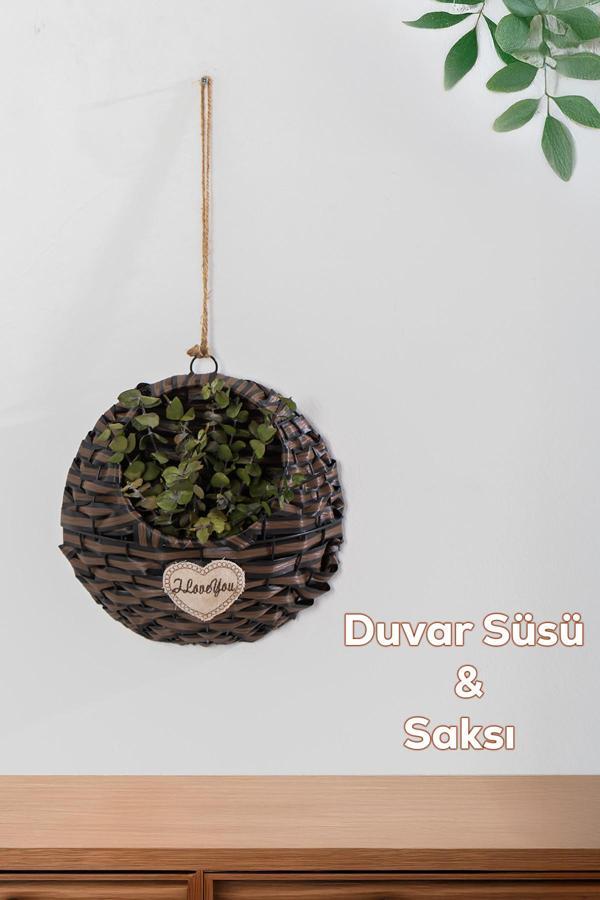 Porsima 2065-1 Kahve Dekoratif Çok Amaçlı Saksılık Hasır Modelli Saksı Çiçeklik 25x25cm - Image 1