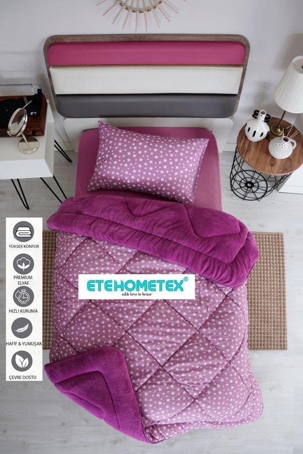 ETE HOMETEX TEK KİŞİLİK WELSOFT YORGAN 155X215CM YILDIZ DESEN MÜRDÜM 8696474231665 - Image 1