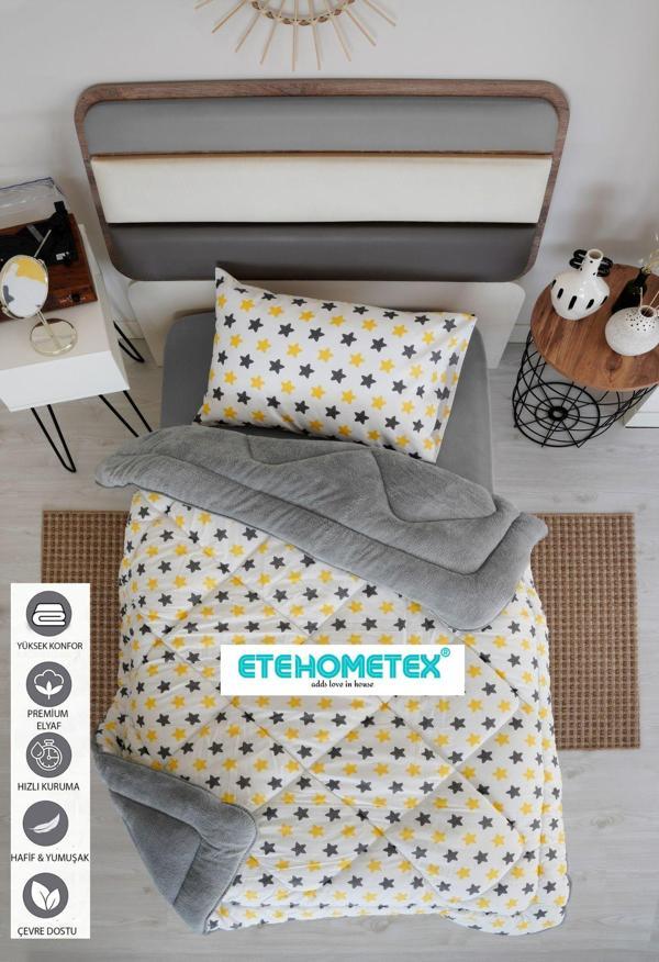ETE HOMETEX TEK KİŞİLİK WELSOFT YORGAN 155X215CM YILDIZ DESEN SARI 8696474231751 - Image 1