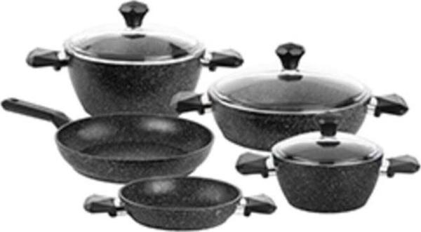 Tantitoni Siyah 8 Parça Gemme Granıtte Granit Tencere Seti - Image 1