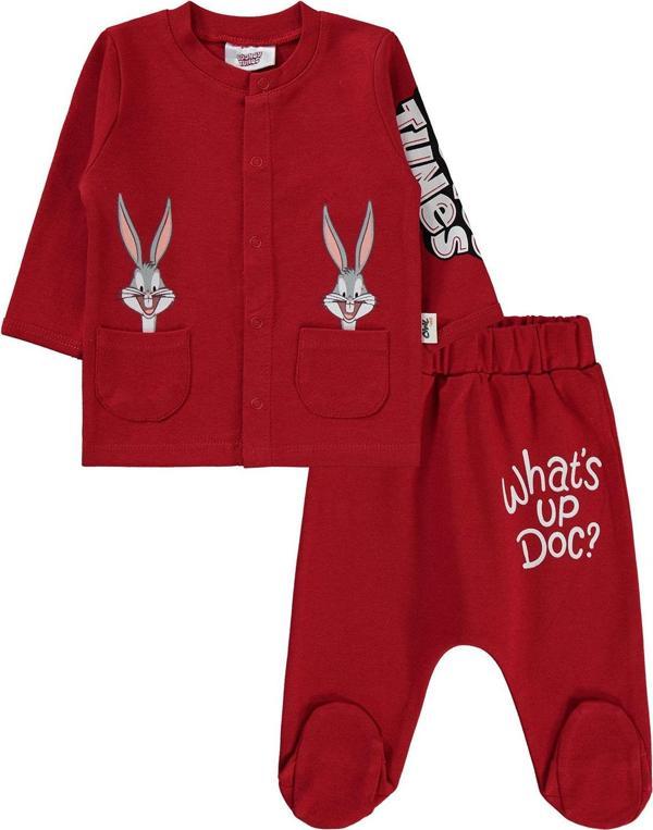 Bugs Bunny Erkek Bebek Pijama Takımı 1-6 Ay Kırmızı - Image 1