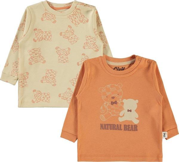 Civil Baby Erkek Bebek 2'li Sweatshirt 6-18 Ay Tarçın - Image 1