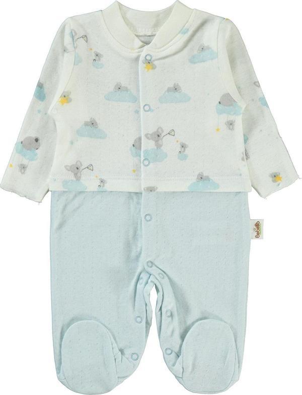 Bebetto Erkek Bebek Patikli Tulum 0-3 Ay Mavi - Image 1