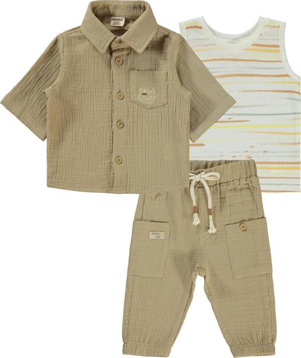 Bombili Erkek Bebek 3'lü Takım 6-18 Ay Camel - Image 1
