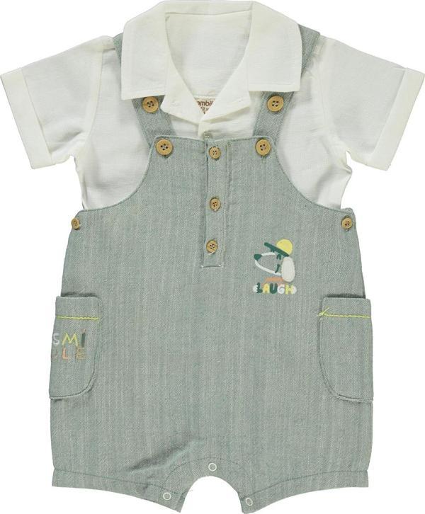 Bombili Erkek Bebek Patiksiz Tulum 6-18 Ay Haki - Image 1