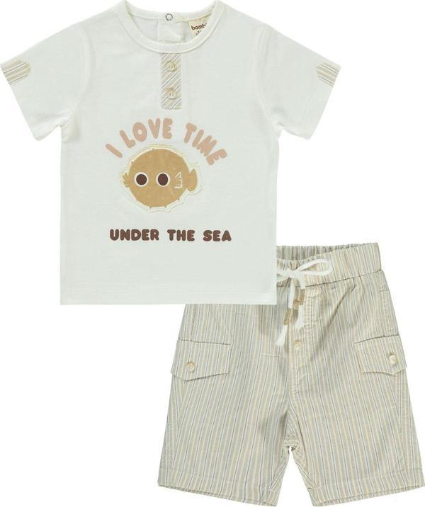 Bombili Erkek Bebek Şortlu Takım 6-18 Ay Camel - Image 1