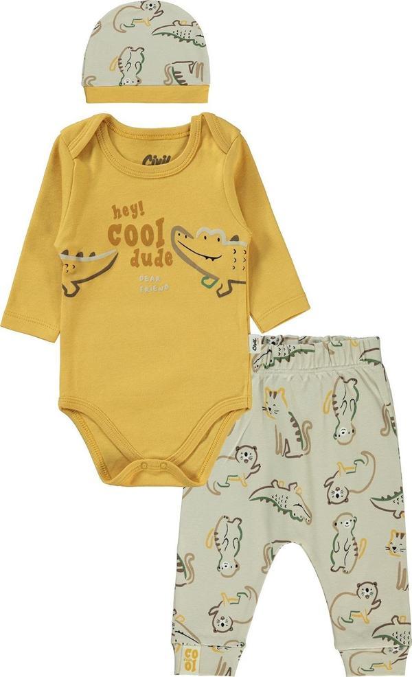 Civil Baby Erkek Bebek 3'lü Takım 6-18 Ay Hardal - Image 1