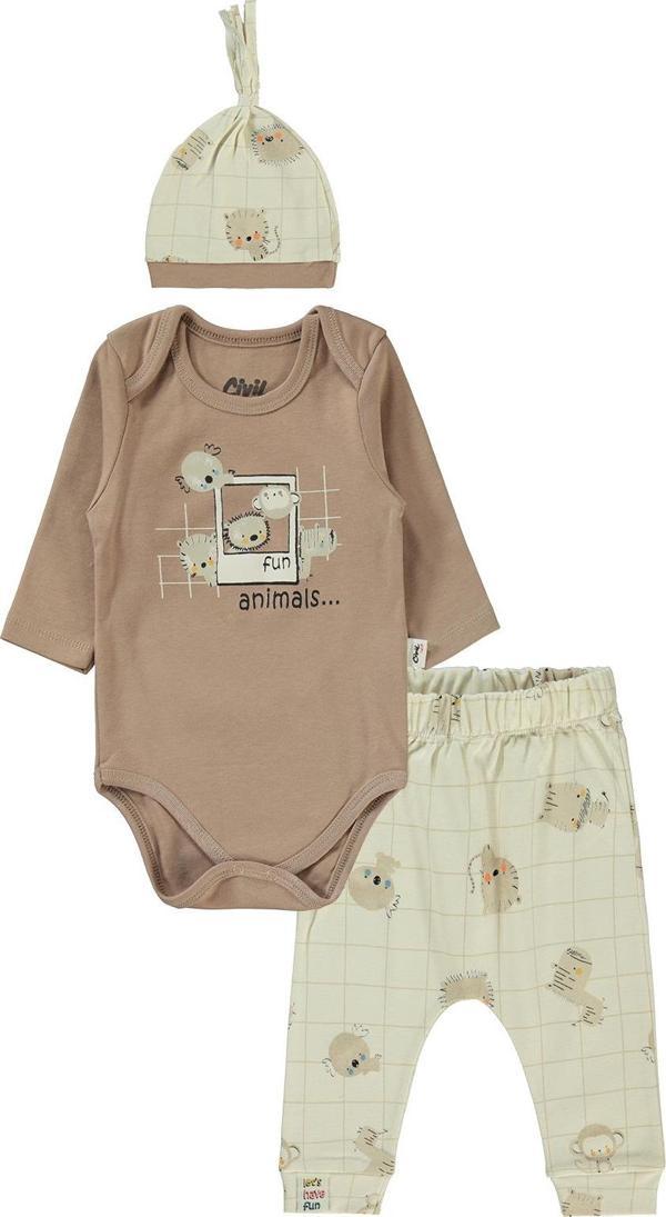 Civil Baby Erkek Bebek 3'lü Takım 6-18 Ay Kahve - Image 1