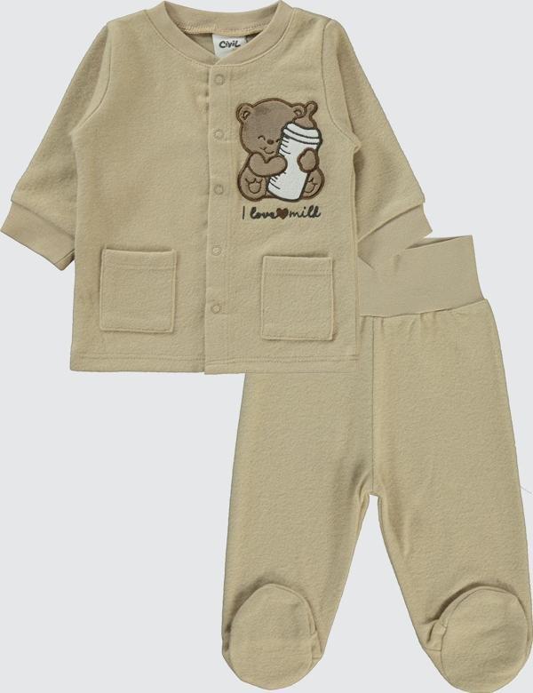 Civil Baby Erkek Bebek Pijama Takımı 1-6 Ay Sütlükahve - Image 1