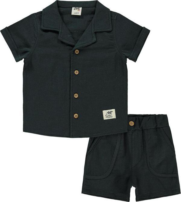 Civil Baby Erkek Bebek Şortlu  Takım 6-18 Ay Antrasit - Image 1