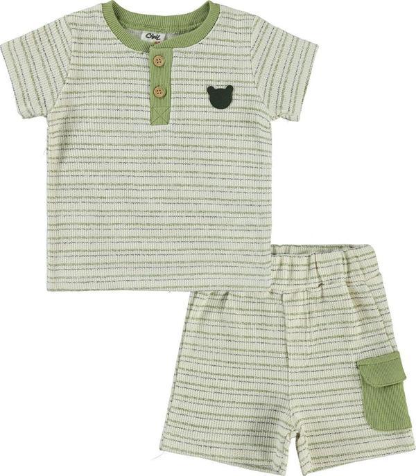 Civil Baby Erkek Bebek Şortlu Takım 6-18 Ay Krem - Image 1