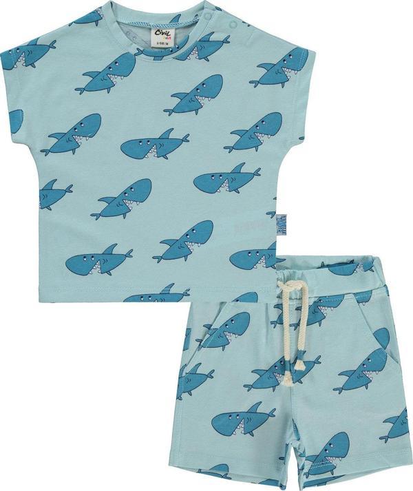 Civil Baby Erkek Bebek Şortlu Takım 6-18 Ay Soft Mavi - Image 1