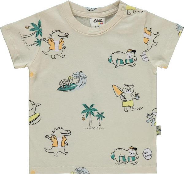 Civil Baby Erkek Bebek Tişört 6-18 Ay Taş Rengi - Image 1