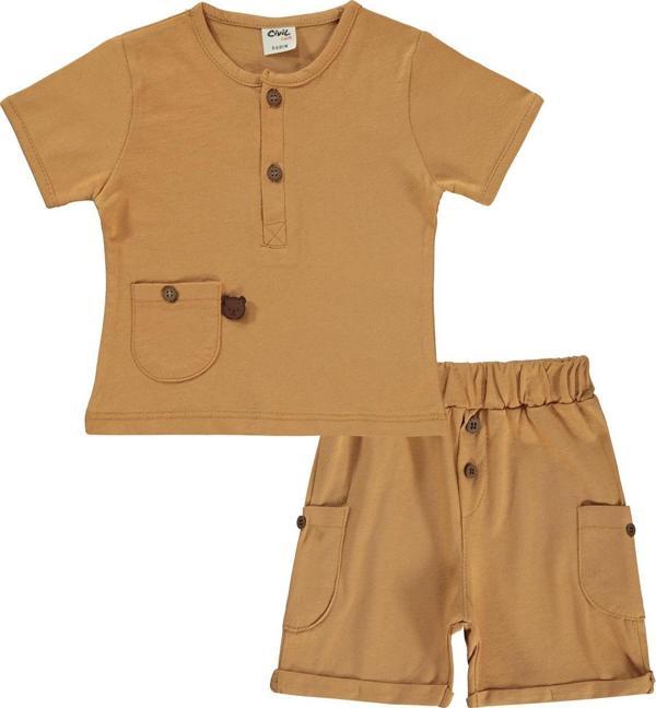 Civil Baby Erkek Bebek Şortlu Takım 6-18 Ay Taba - Image 1