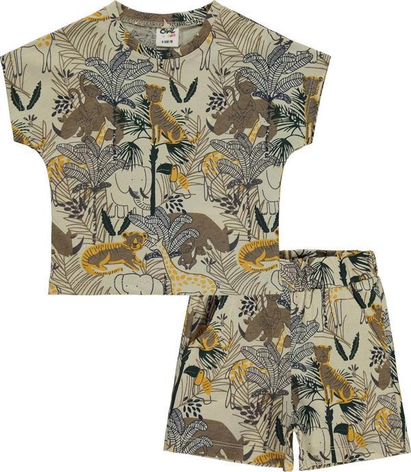 Civil Baby Erkek Bebek Şortlu Takım 6-18 Ay Taş Rengi - Image 1