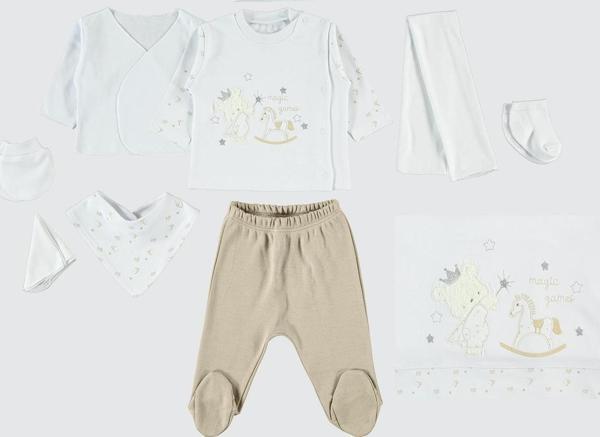 Civil Baby Kız Bebek 10'lu Zıbın Setleri 0-1 Ay Koyu Bej - Image 1
