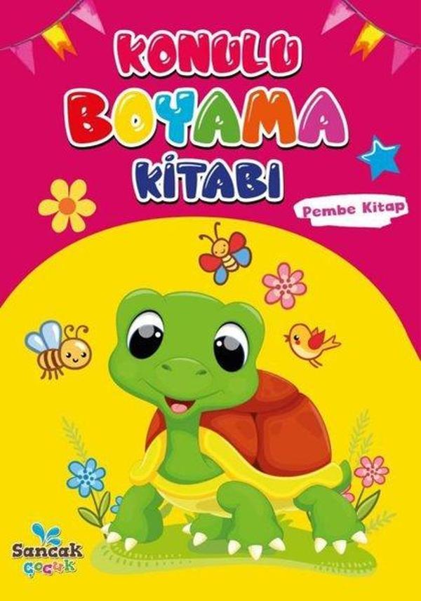 Konulu Boyama Kitabı - Pembe Kitap - Sancak Çocuk - Image 1