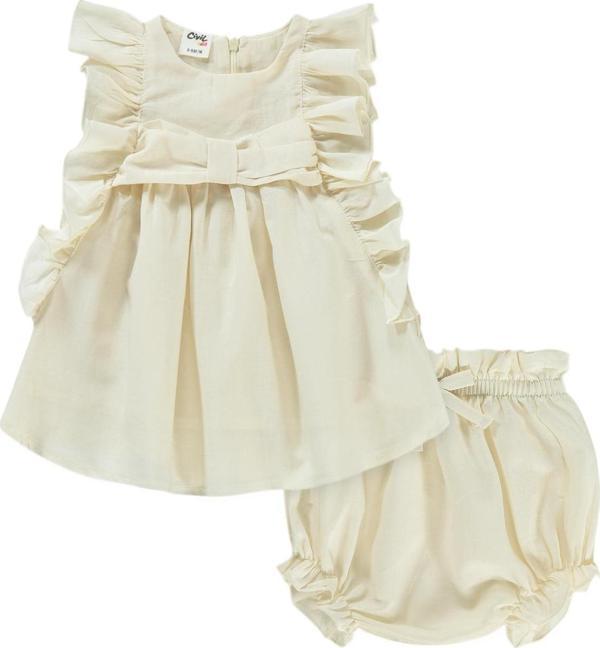 Civil Baby Kız Bebek Şortlu  Takım 6-18 Ay Ekru - Image 1