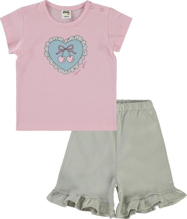 Civil Baby Kız Bebek Şortlu  Takım 6-18 Ay Pembe - Image 1