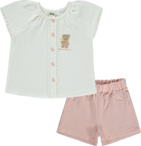 Civil Baby Kız Bebek Şortlu Takım 6-18 Ay Ekru - Image 1