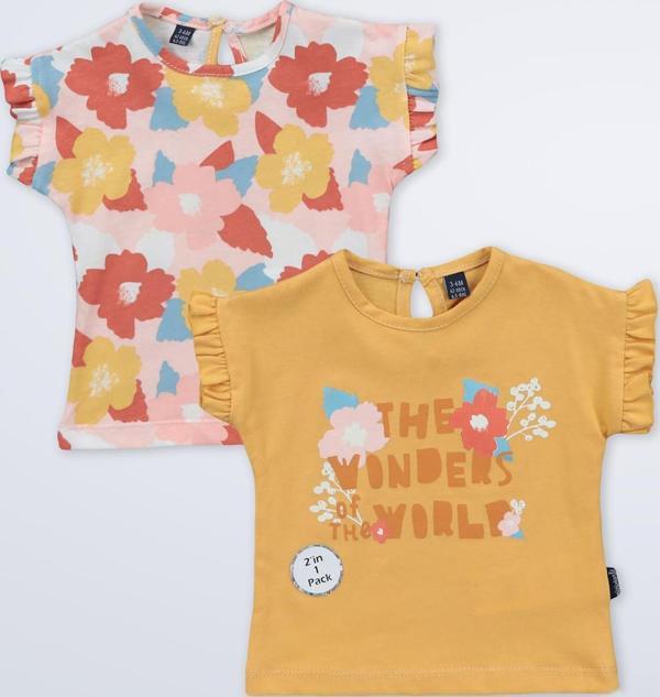 Miniworld Kız Bebek 2'li Tişört 3-12 Ay Hardal - Image 1
