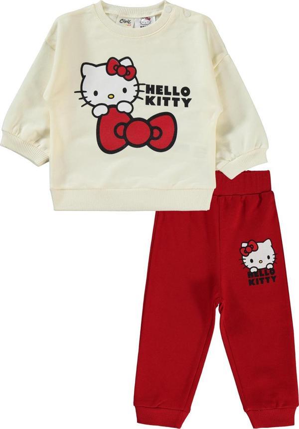 Hello Kitty Kız Bebek Takım 6-18 Ay Ekru-Kırmızı - Image 1