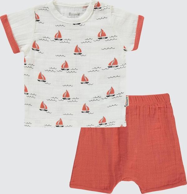 Miniworld Erkek Bebek Şortlu Takım 6-18 Ay Tarçın  - Image 1