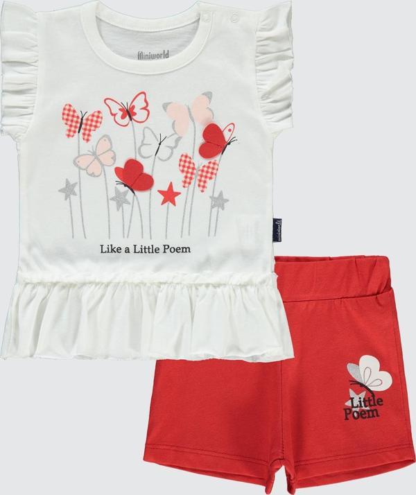 Miniworld Kız Bebek Şortlu  Takım 6-18 Ay Kırmızı - Image 1