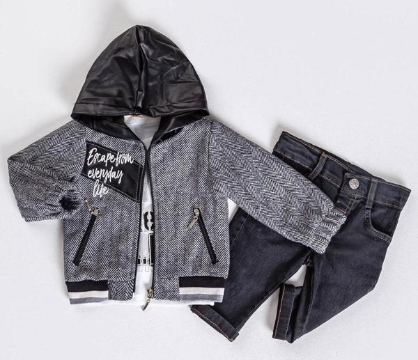 Concept Erkek Bebek 3'lü Takım 6-18 Ay Gri - Image 1