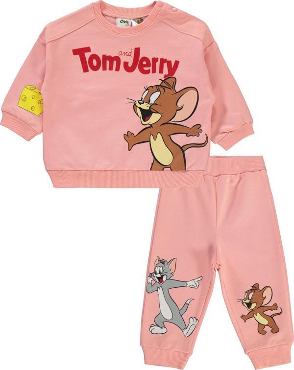 Tom and Jerry Kız Bebek Takım 6-18 Ay Yavruağzı - Image 1