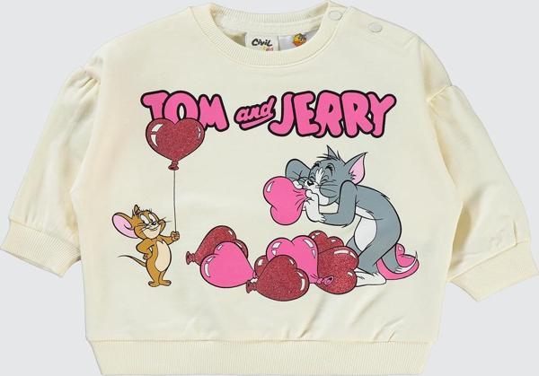 Tom Ve Jerry Kız Bebek Sweatshirt 6-18 Ay Krem  - Image 1
